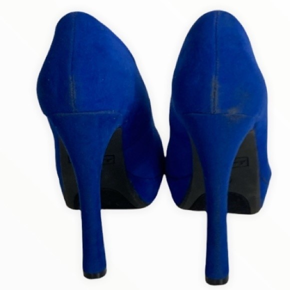 Vintage Anne Michelle Heels stiletto 5" Faux suede Royal Blue size 8.5 - Picture 6 of 15